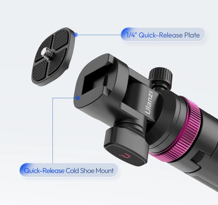 Ulanzi MT-89 soporte de luz trípode extensible de 2M con placa de liberación rápida de 1/4 pulgadas soporte de zapata fría para cámara DSLR teléfono luz de vídeo micrófono