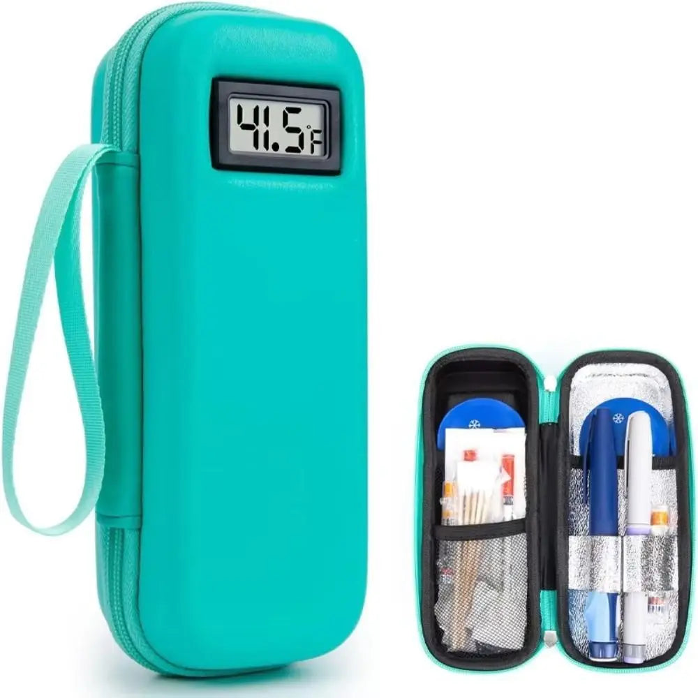 Enfriador de insulina impermeable, Estuche De Viaje, organizador de medicina refrigerado portátil reutilizable, aislado con pantalla de termómetro