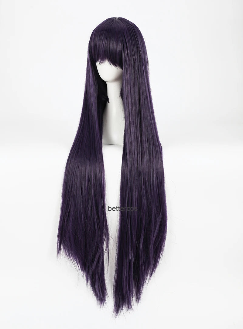 Inu x Boku SS Ririchiyo Shirakiin Riricho pelucas de Cosplay 100CM de largo púrpura negro peluca de pelo sintético resistente al calor + gorro de peluca