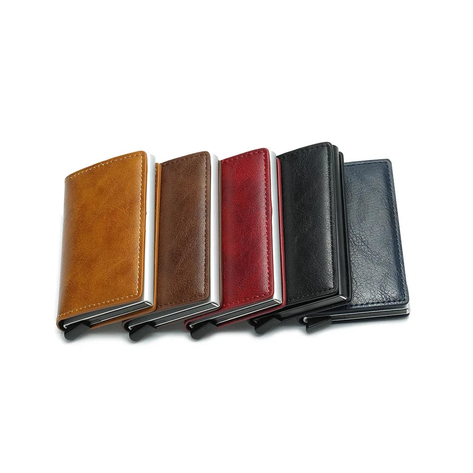 Cartera de aluminio Rfid para hombre, tarjeteros, monedero de fibra de carbono para hombre, cartera inteligente delgada de negocios, tarjetero de crédito, funda, soporte para notas