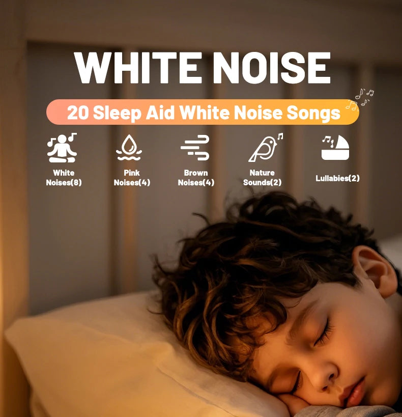 Mini máquina de ruido blanco de conejo bonito, luz LED nocturna, 20 música calmante para bebés, ayuda para dormir, lámpara de palmas de silicona para niños y niños