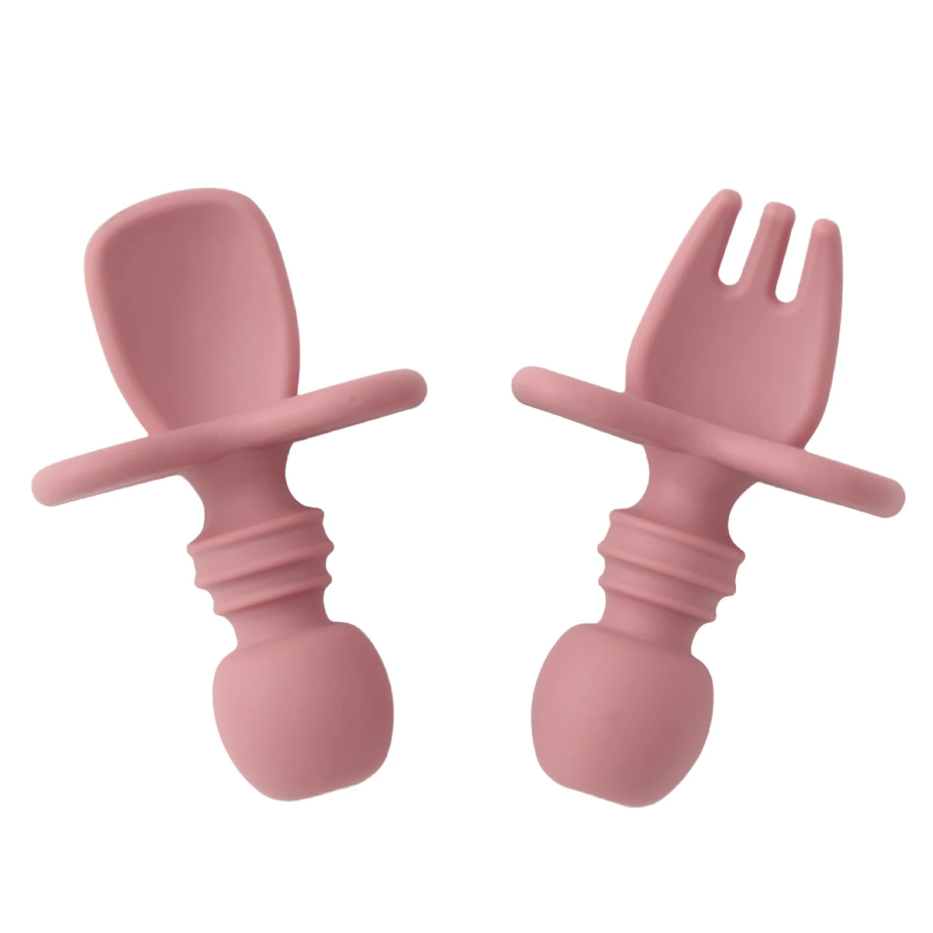 Color niños 2 uds juego de vajilla de silicona para bebé tenedor suave cuchara sin BPA Mini utensilios de alimentación portátiles Spork entrenamiento tenedor cuchara