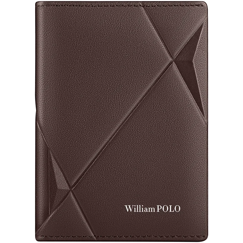 Tarjetero RFID ultrafino compacto de alta gama antidesmagnetización para hombre, bolso para documentos de Cuero de vaca real, miniWILLIAMPOLO desmagnetización