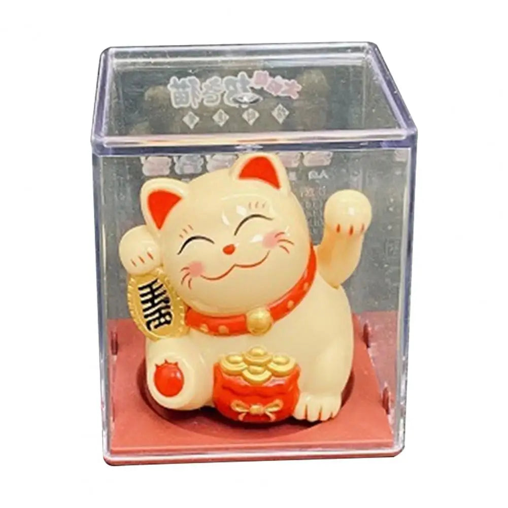 Escultura de gato de la suerte, excelente detalle, Color vibrante, No requiere batería, estatua de gato de la fortuna para Auto
