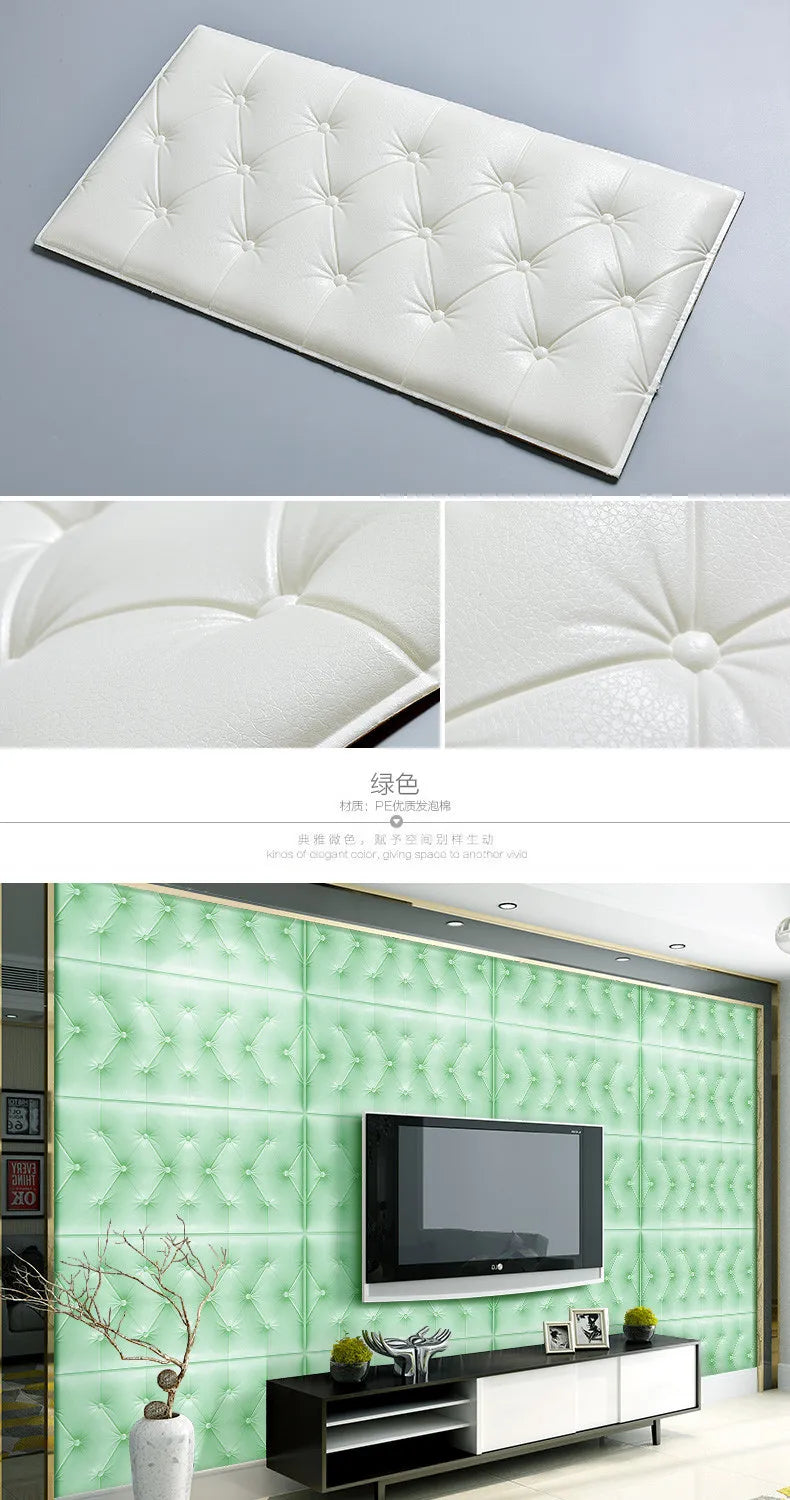 Papel Tapiz Autoadhesivo 3D, Almohadilla de Pared Anticolisión, para Dormitorio Infantil, Sala de Estar, Almohadilla de Espuma Suave, Decoración del Hogar