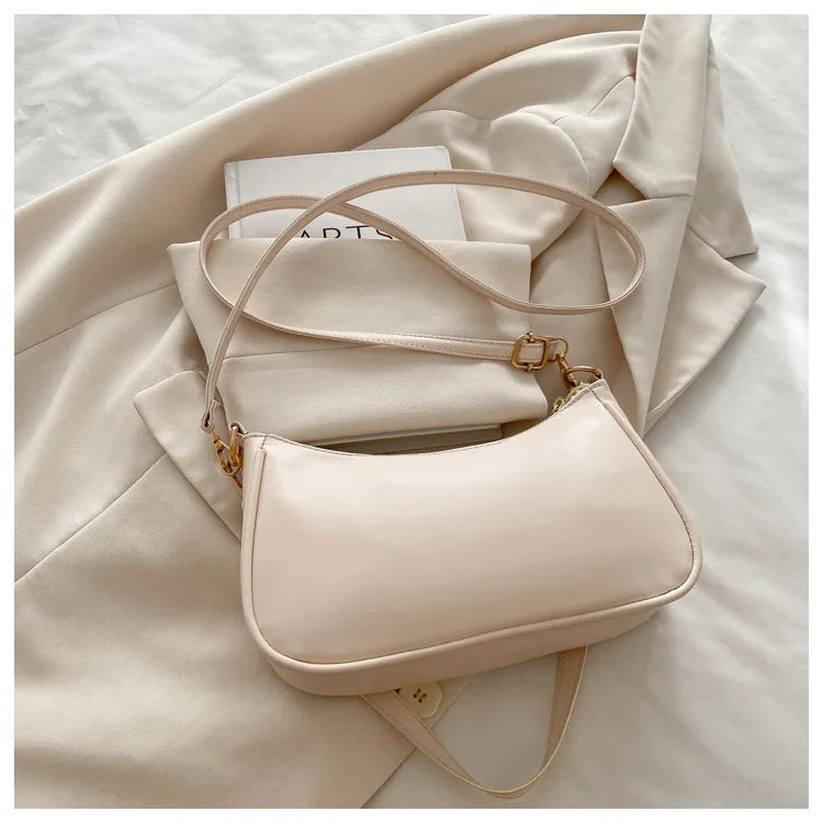 Bolso retro francés para axila, bolso de un hombro con estampado de letras y cadena cuadrada cruzada diagonal para mujer