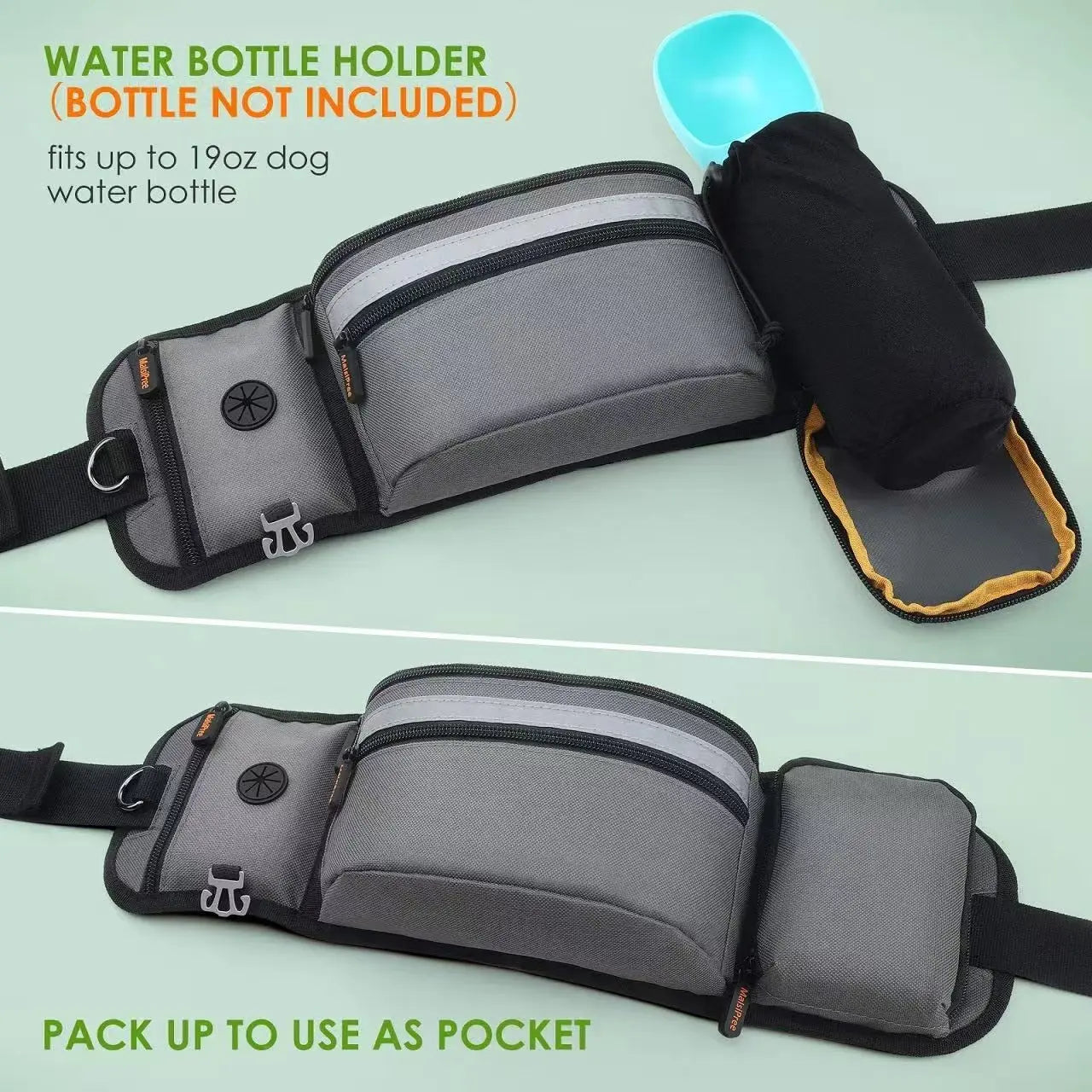 Riñonera de adiestramiento al aire libre con bolsa de golosinas de entrenamiento para perros desmontable, riñonera reflectante para caminar con mascotas, almacenamiento de correa para correr