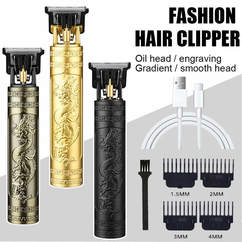 Máquina para cortar cabello T9, cortadora de pelo Vintage, afeitadora de carga rápida USB, cortadora de pelo inalámbrica para peluquero, Barbe para hombres