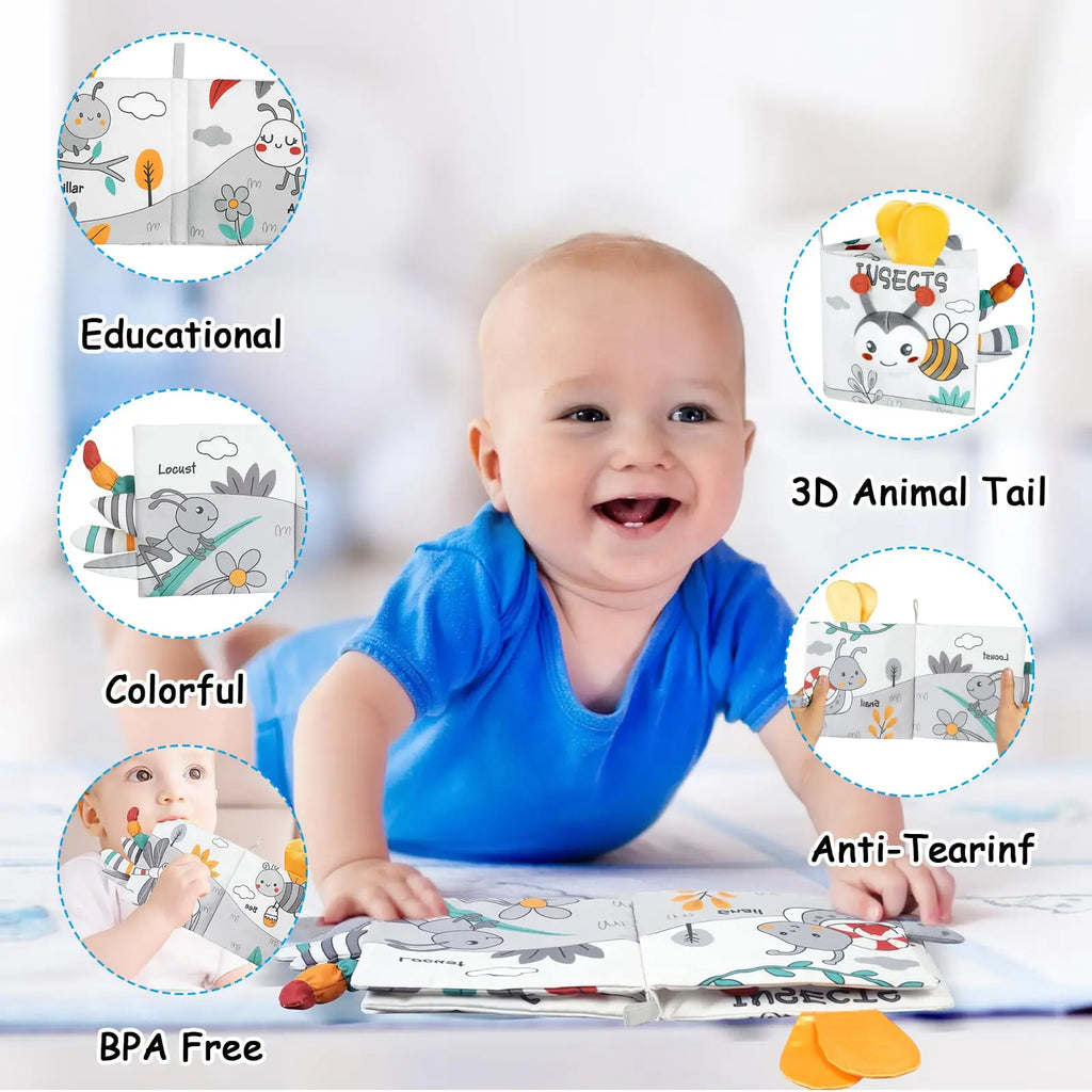 Libros suaves para bebés, juguetes 3D con tacto y sensación de tela arrugada, libros para bebés, niños, tacto y sensación arrugada, regalos para niños pequeños