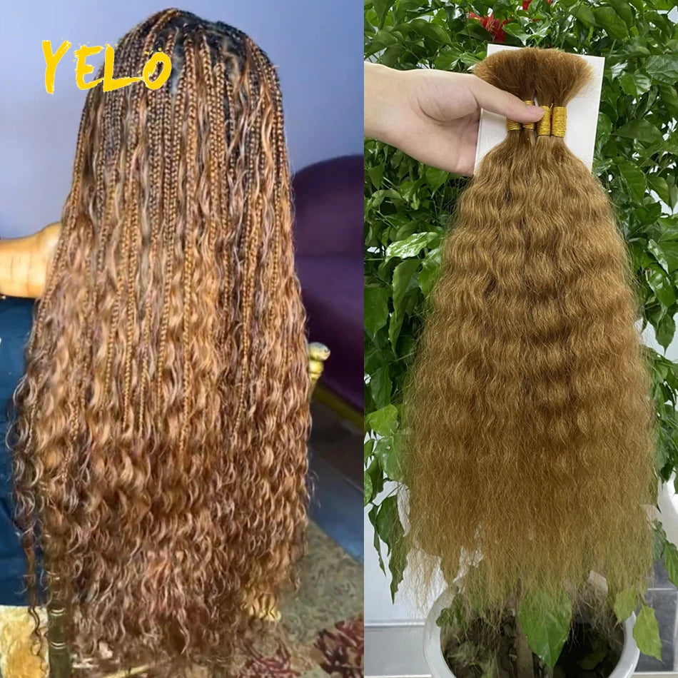 Yelo cabello trenzado humano húmedo y ondulado, cabello trenzado humano ondulado francés súper a granel para trenzas bohemias para suministro de salón 50G 100G