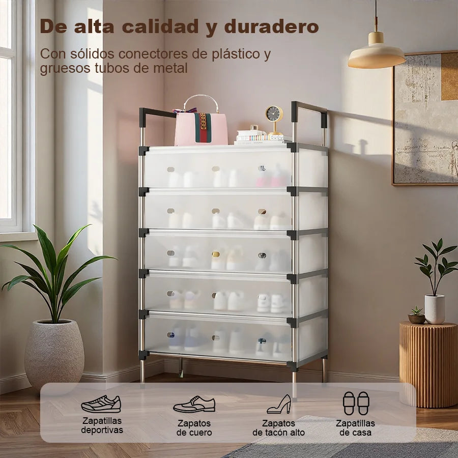 Zapatero antideslizante de 6 niveles, zapatero sencillo para el portal de la casa