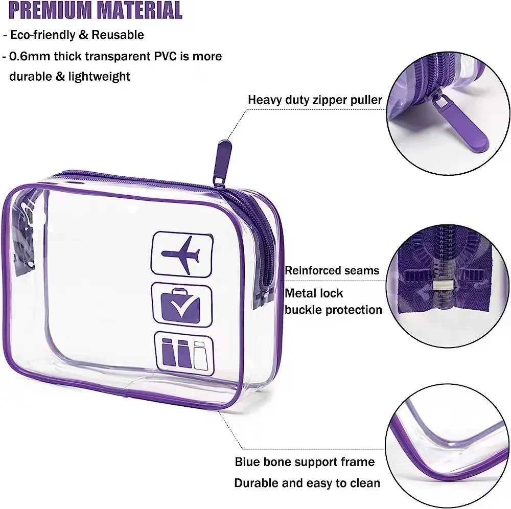Bolsa organizadora de embalaje de viaje de PVC transparente para mujer, bolsa de viaje para cepillo de dientes, toalla, equipaje, bolsa de almacenamiento de artículos de tocador y cosméticos