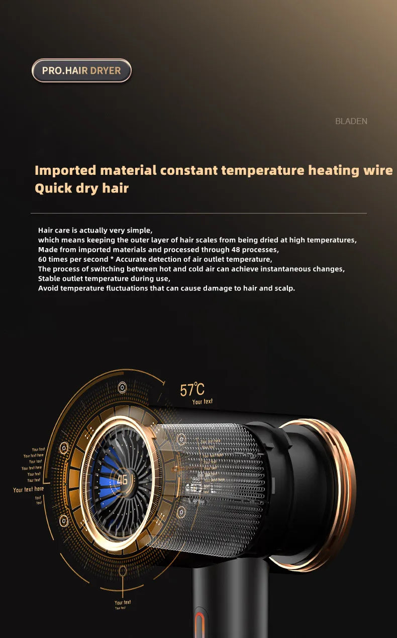 Secador de pelo de alta velocidad, venta directa del fabricante, 2400w, iones negativos de alta potencia, luz azul, cuidado del cabello, peluquería en casa, Drye