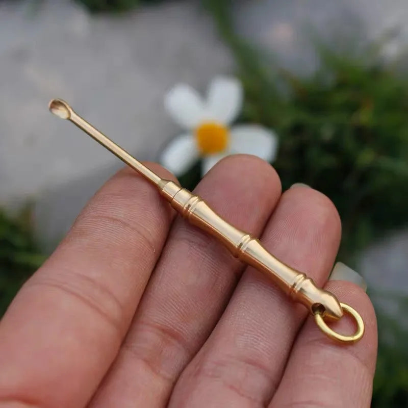 Minicuchara de latón Vintage, pala, herramienta de limpieza de orejas, llavero, cuchara medicinal, cuidado Personal de estilo antiguo