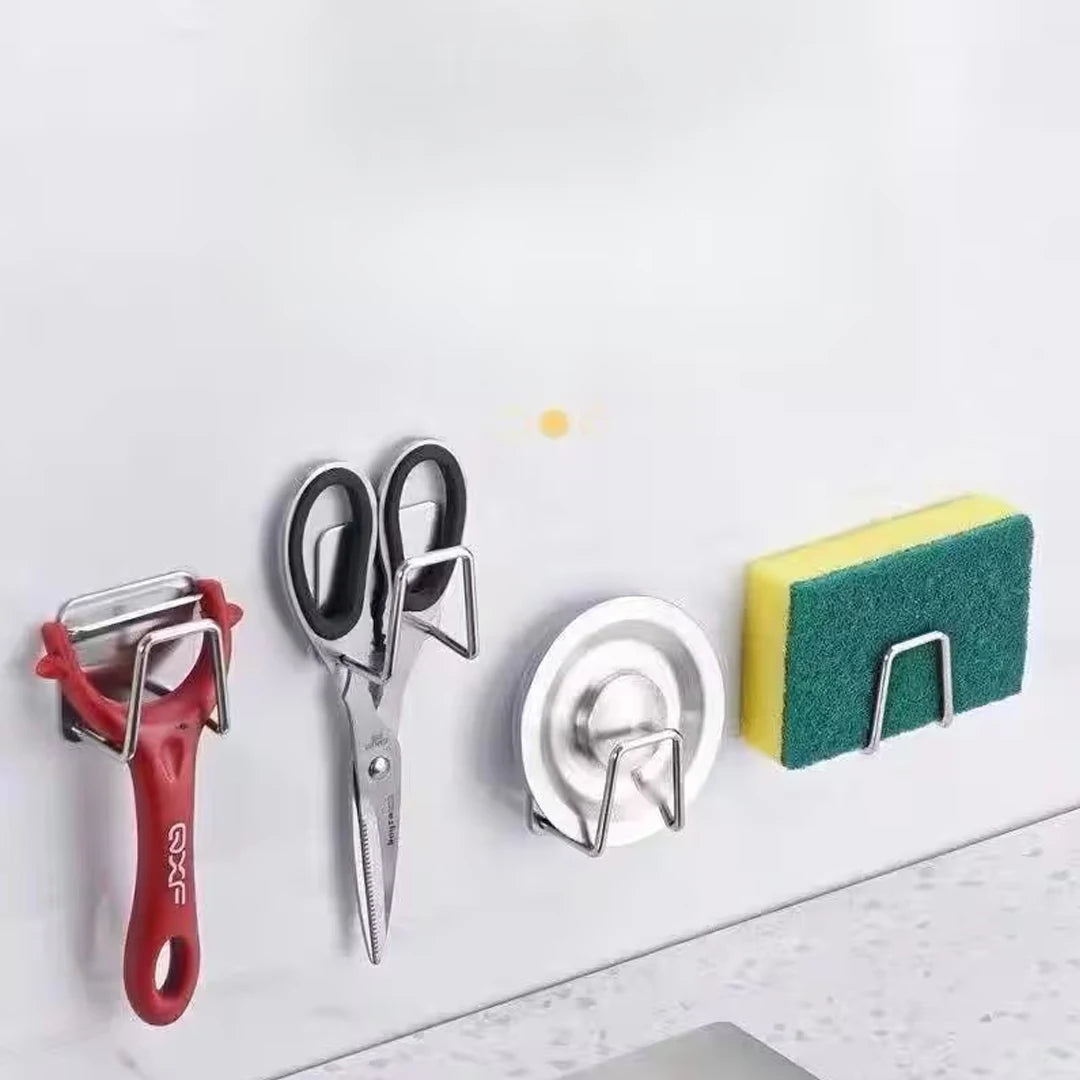 Soporte de Esponja para Montar en la Pared, de Acero Inoxidable, Organizador de Fregadero Autoadhesivo que Ahorra Espacio, para Fregadero de Cocina