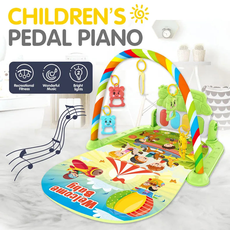 Alfombra de gimnasio para actividades musicales para bebé, alfombra para recién nacido, Pedal, teclado de Piano, estante de Fitness infantil, tapete para gatear, juguetes de regalo