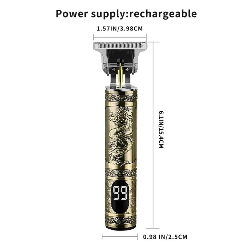 Cortadora de pelo eléctrica LCD, todo en uno, cabezal de luz dorada, cortadora de pelo recargable, cabezal de aceite, maquinilla de afeitar para tallar el cabello