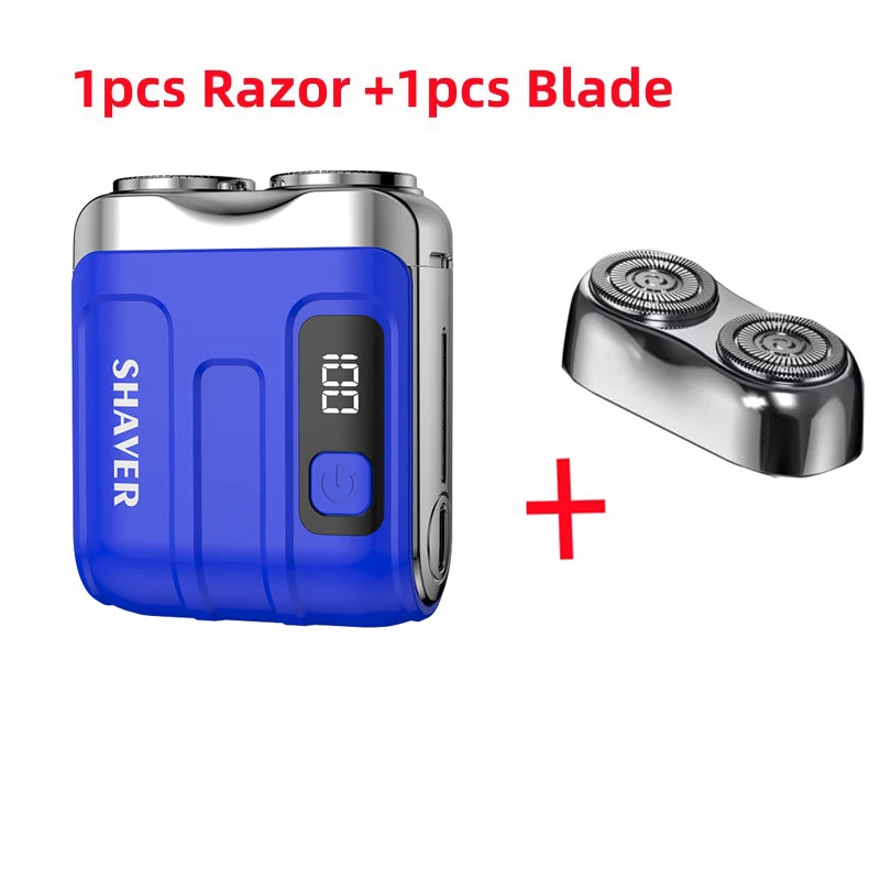 Mini Afeitadora eléctrica inteligente para el hogar y el coche, afeitadora recargable de doble hoja con pantalla Digital, potente herramienta recortadora de barba