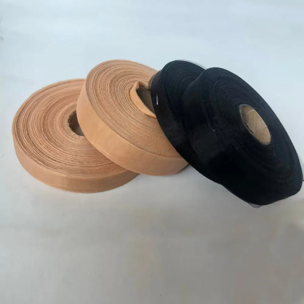 Cinta de gasa de poliuretano de 200 yardas con rayas para la fabricación de extensiones de cabello invisibles.