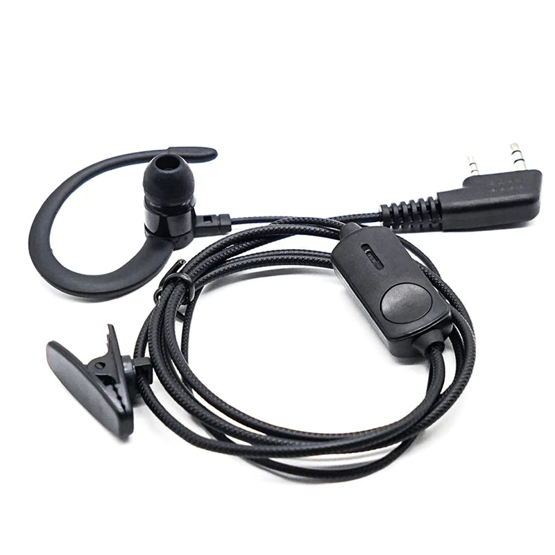 Auriculares con gancho para la oreja para walkie talkie BF760 BF996, micrófono con cable con enchufe K, auriculares de Radioaficionado bidireccional