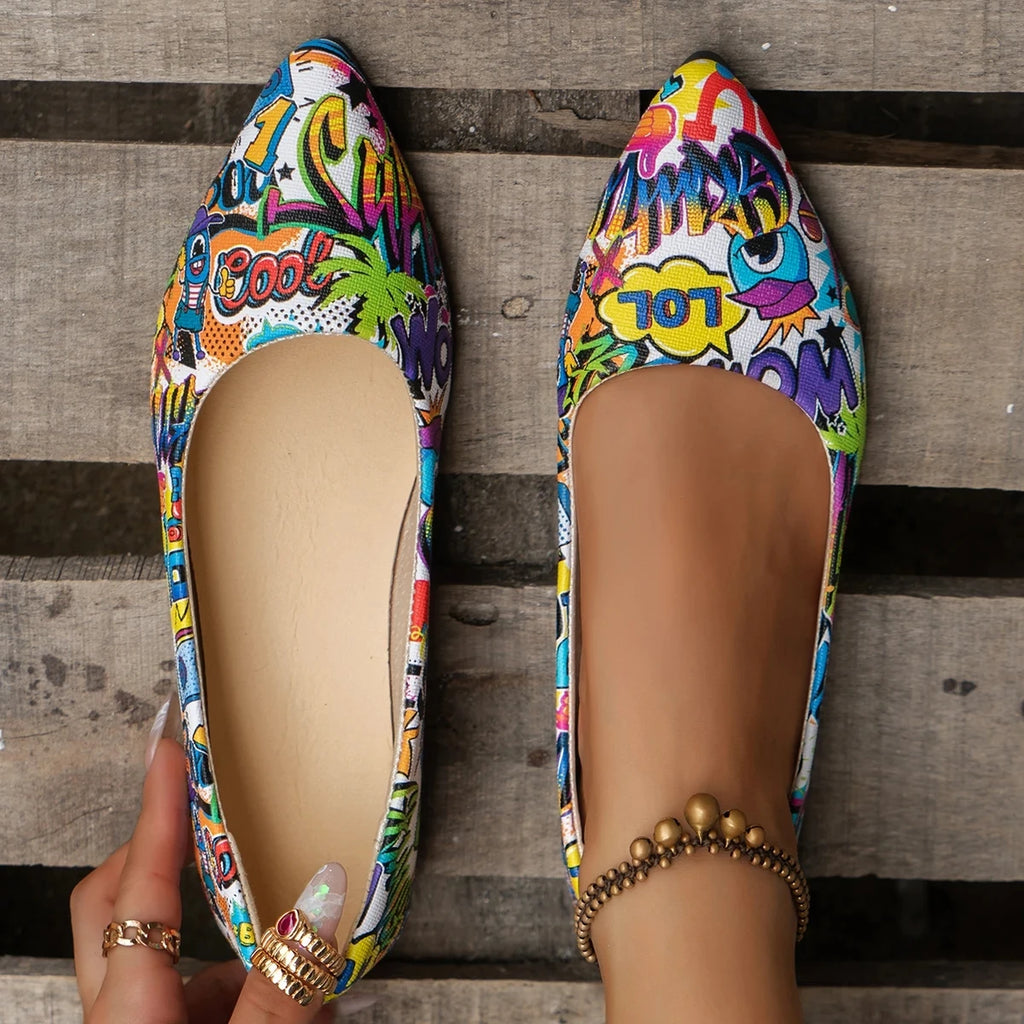 Nueva llegada 2024 zapatos de verano bonitos y a la moda con punta estrecha para mujer, zapatos planos de bailarina, zapatos informales cómodos para mujer