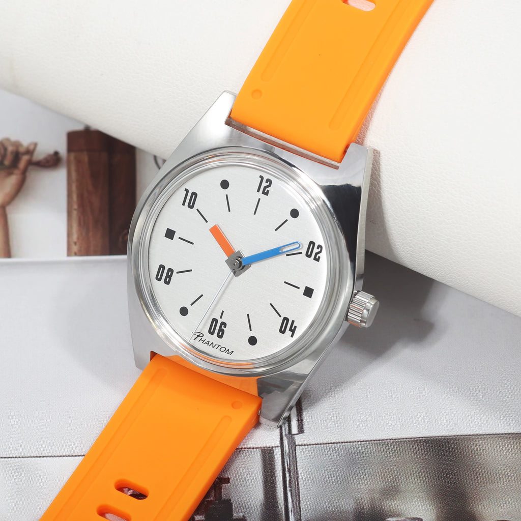 Un regalo pensado. Movimiento de cuerda manual de 36 mm. Reloj mecánico favorito de los hombres jóvenes con un diseño Bauhaus moderno.