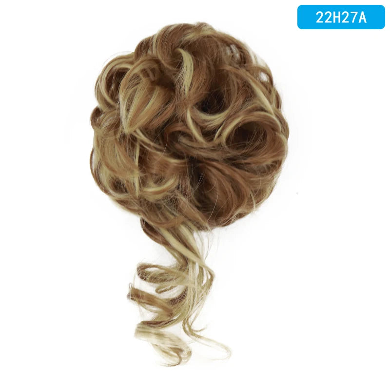 AZQUEEN-extensión de cabello de moño desordenado, banda elástica sintética, moño ondulado rizado, Scrunchies Donut Updo, postizo para mujer