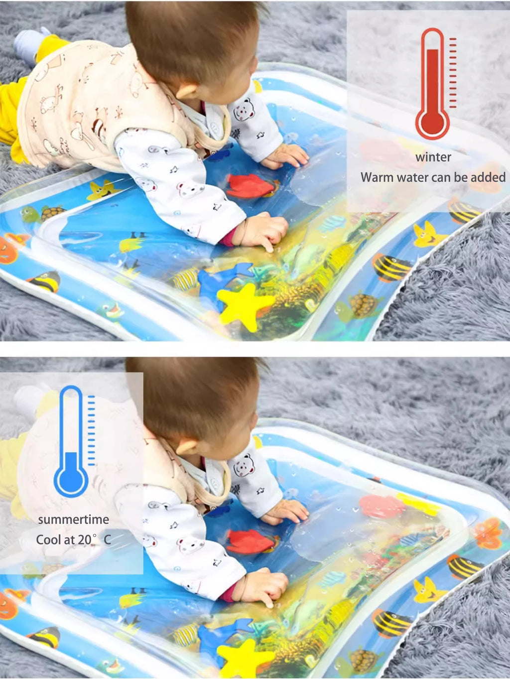 Juguetes para bebés, estera de juego de agua para el tiempo de la barriga, cojín inflable, educación temprana, estera de juego de agua para bebés y niños pequeños