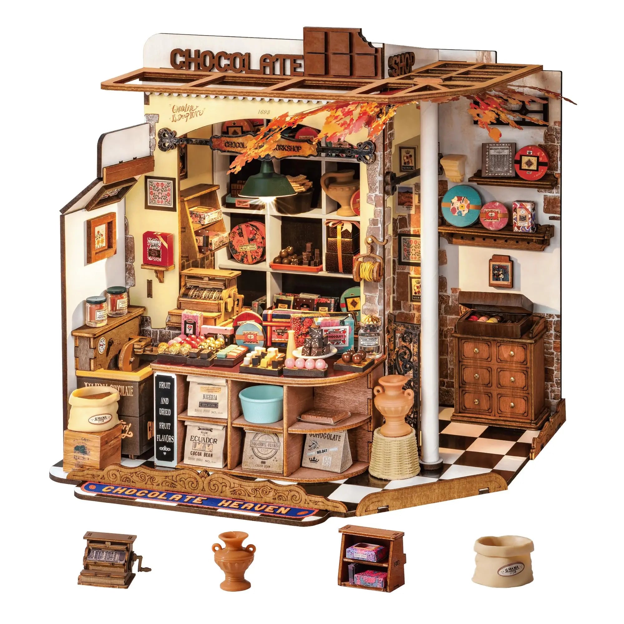 ROBOTIME-Kit de casa de muñecas de madera 3D, regalo único, adorno de decoración del hogar, artesanía de casa en miniatura desafiante DIY para adultos y adolescentes