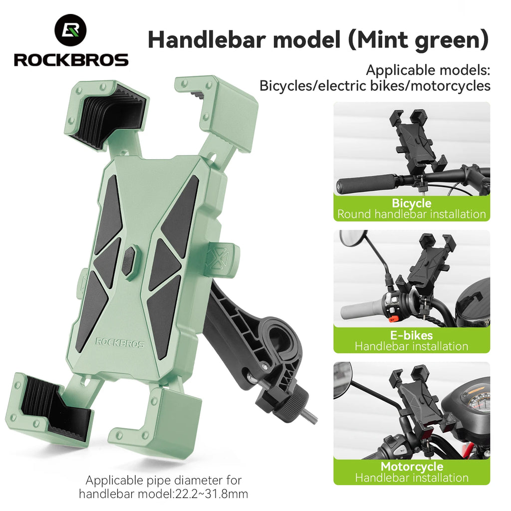 ROCKBROS Soporte para teléfono de bicicleta Monte liviano 4.5-7.2 pulgadas soporte para teléfono inteligente soporte de soporte de teléfonos accesorios para bicicletas