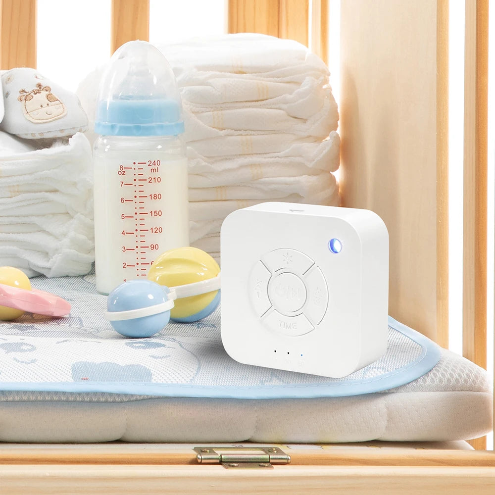 Máquina de ruido blanco para bebé para dormir, chupete de sonido portátil con 10 sonidos relajantes, recargable por USB, temporizador de apagado automático