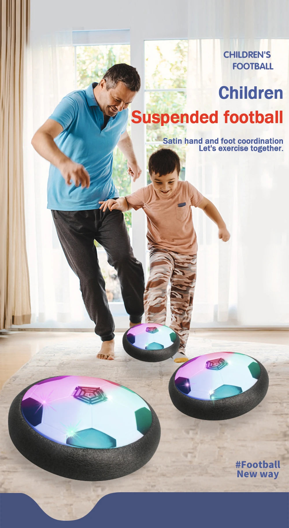 HOMEFISH 1 Pieza de Balón de Fútbol Eléctrico con Cojín de Aire, Tipo Batería, para Ejercicio en Interiores, para Padres e Hijos