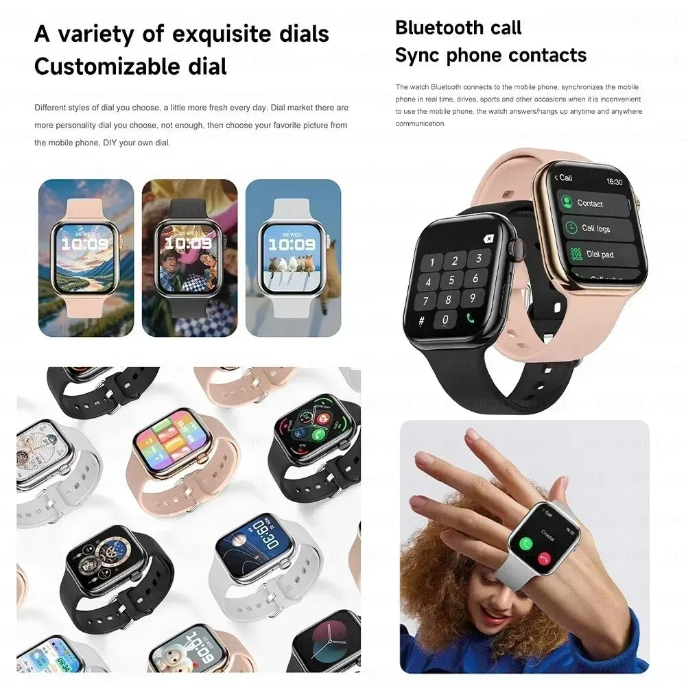 Nuevo reloj inteligente serie X para hombre y mujer, con monitor de presión arterial, llamadas por Bluetooth, NFC, monitorización del sueño, carga inalámbrica, reloj deportivo compatible con IOS y Android.