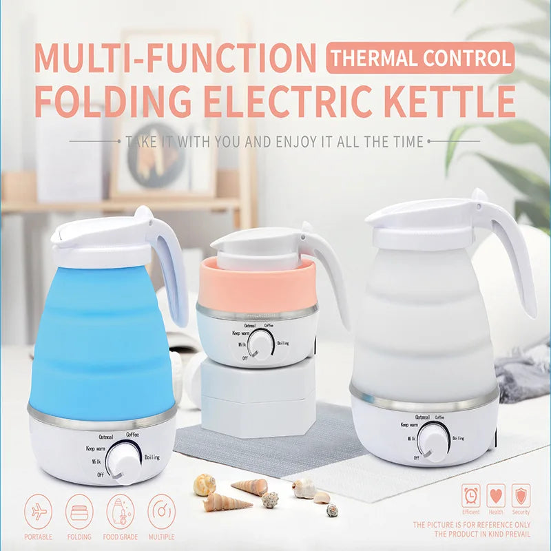 Mini termostato de Hervidor eléctrico plegable portátil para mantener el calor en casa, viajes, negocios, apagado automático, seguridad de acero inoxidable de silicona