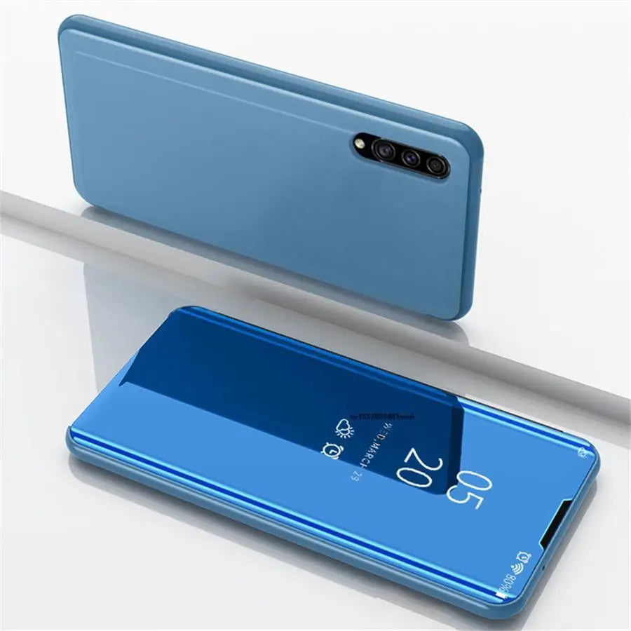Funda con Tapa Abatible y Espejo Inteligente para Samsung Galaxy S25 Ultra, S25 Edge, S24 Plus, S25Plus, S25Ultra, S25Edge, Funda de Cuero para Teléfono