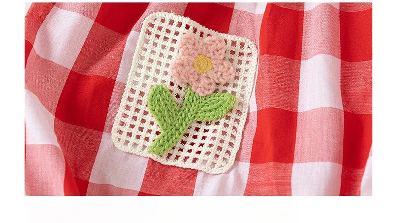 ZOETOPKID-Body para bebé de 0 a 24 meses, ropa sin mangas a cuadros con bordado Floral, de una pieza, para verano