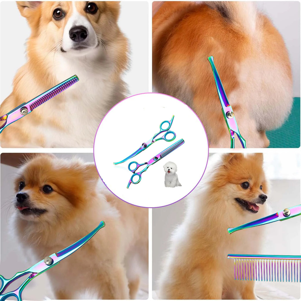 Tijeras profesionales de peluquería para mascotas de acero inoxidable, orientación de la mano derecha, tijeras multiusos para recortar el cabello con cabeza redonda,