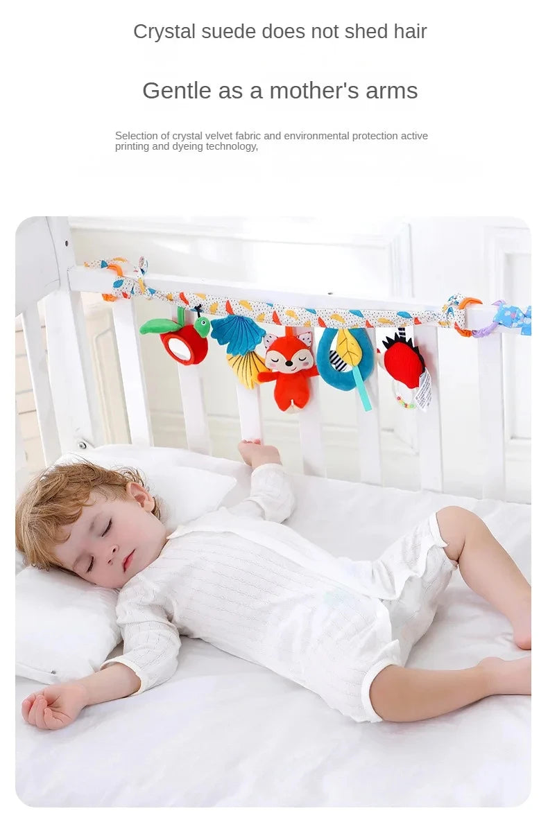 Sonajero de peluche sensorial para bebé, cochecito de juguete, juguetes colgantes móviles musicales, sonajeros móviles para bebés, juegos para recién nacidos de 0 a 6 y 12 meses