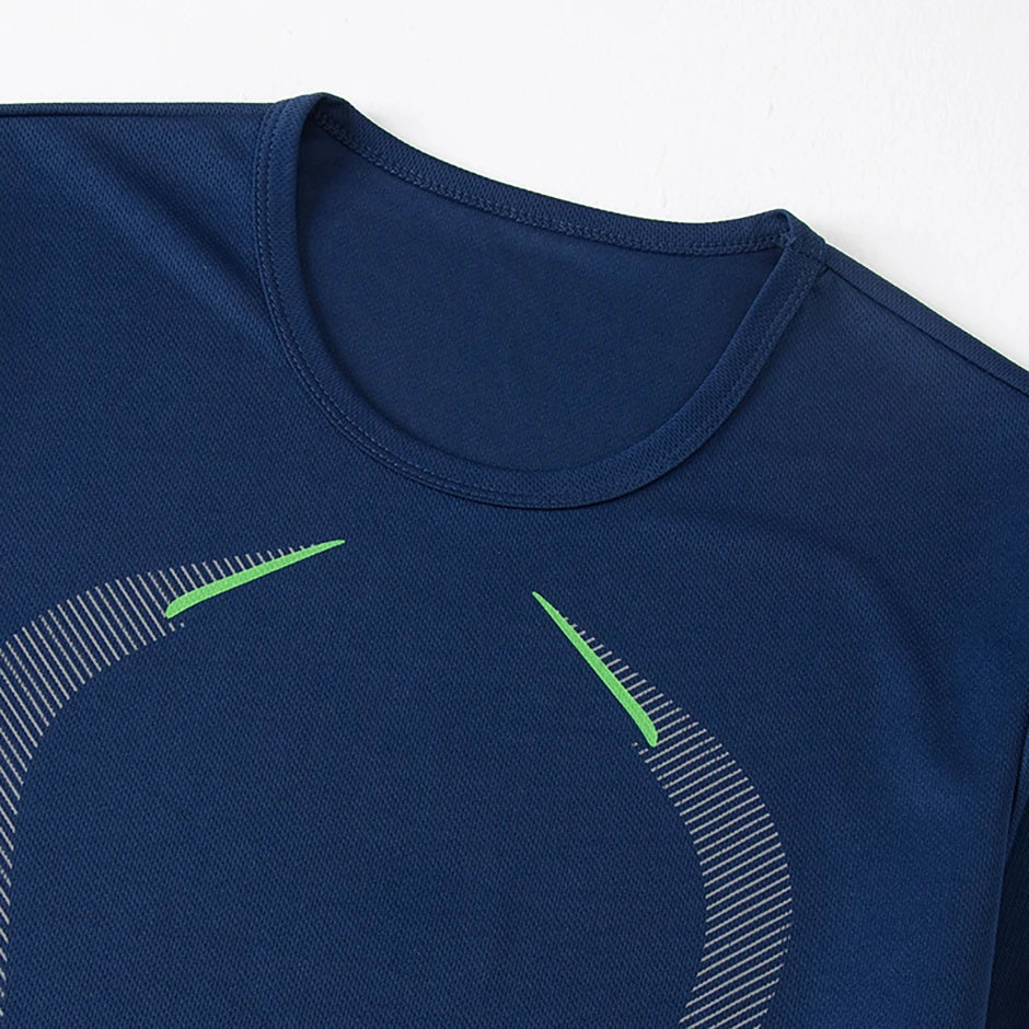 Conjunto de manga corta para hombre de las cuatro estaciones, camiseta estampada de secado rápido para deportes juveniles, Fitness, correr, cómodo e informal, 2 piezas