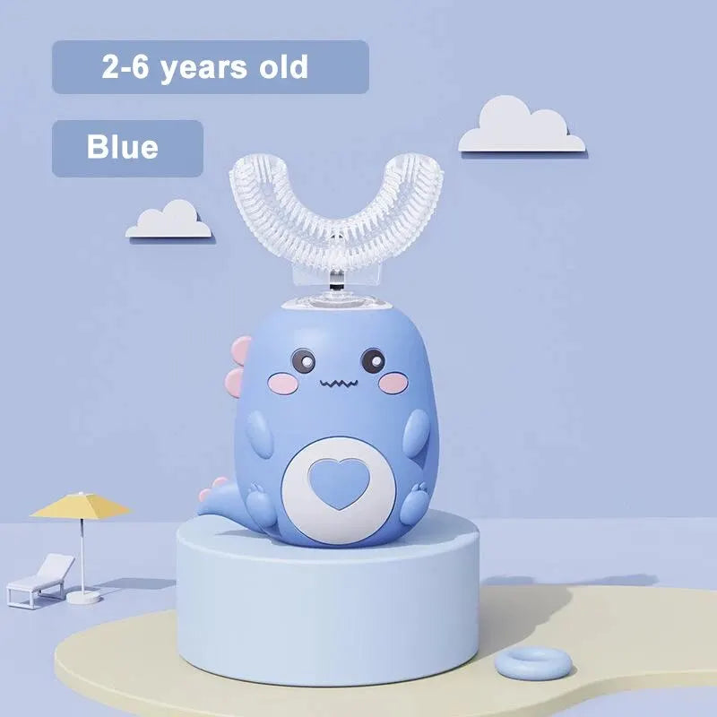 Cepillo de dientes eléctrico para niños, silicona de calidad alimentaria, Oral, carga Usb automática de 360 grados, cepillo de dientes inteligente para niños en forma de U