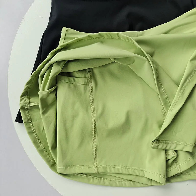 Falda deportiva de Yoga 2 en 1 para mujer, faldas deportivas para correr, pantalones cortos de cintura alta, falda de Golf de voleibol, tenis, deportes, gimnasio, falda de Yoga, pantalones cortos