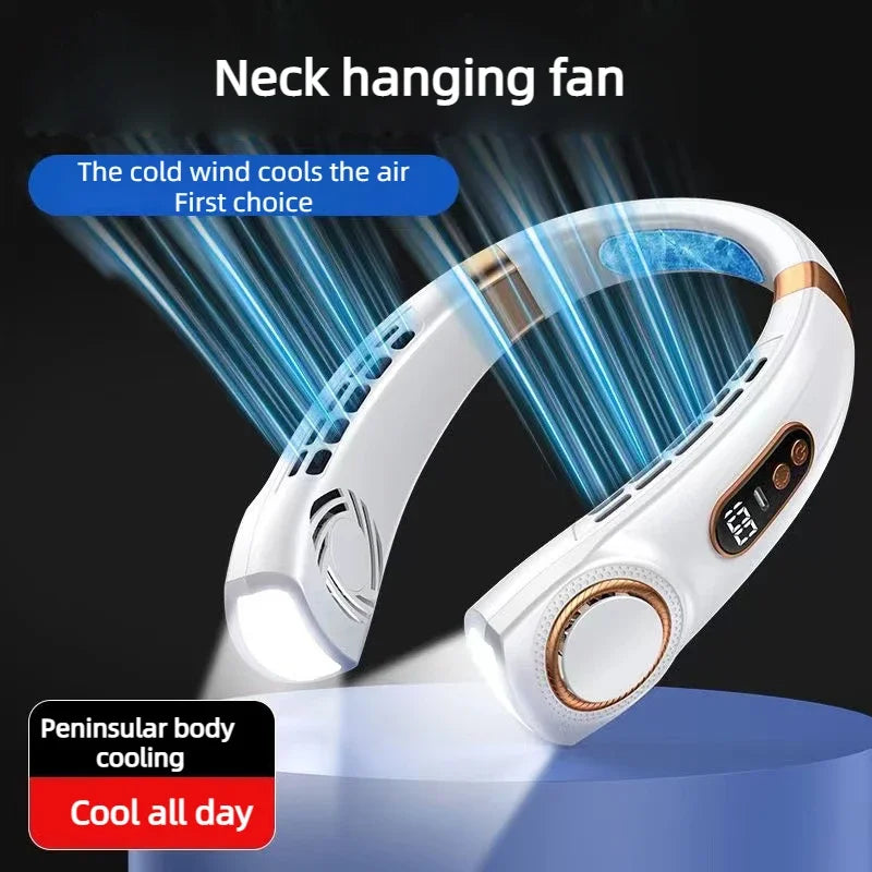 JKUOO Ventilador de cuello recargable, ventilador portátil personal con pilas, ventilador de enfriamiento de cuello USB portátil manos libres para interiores y exteriores