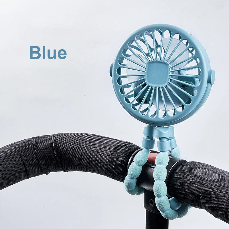 Ventilador Portátil con Clip, Mini Ventilador para Cochecito de Bebé, Recargable por USB, Ventilador Octopus 360 °   Ventilador de Trípode Giratorio para Exteriores, Ventilador Pequeño con Clip
