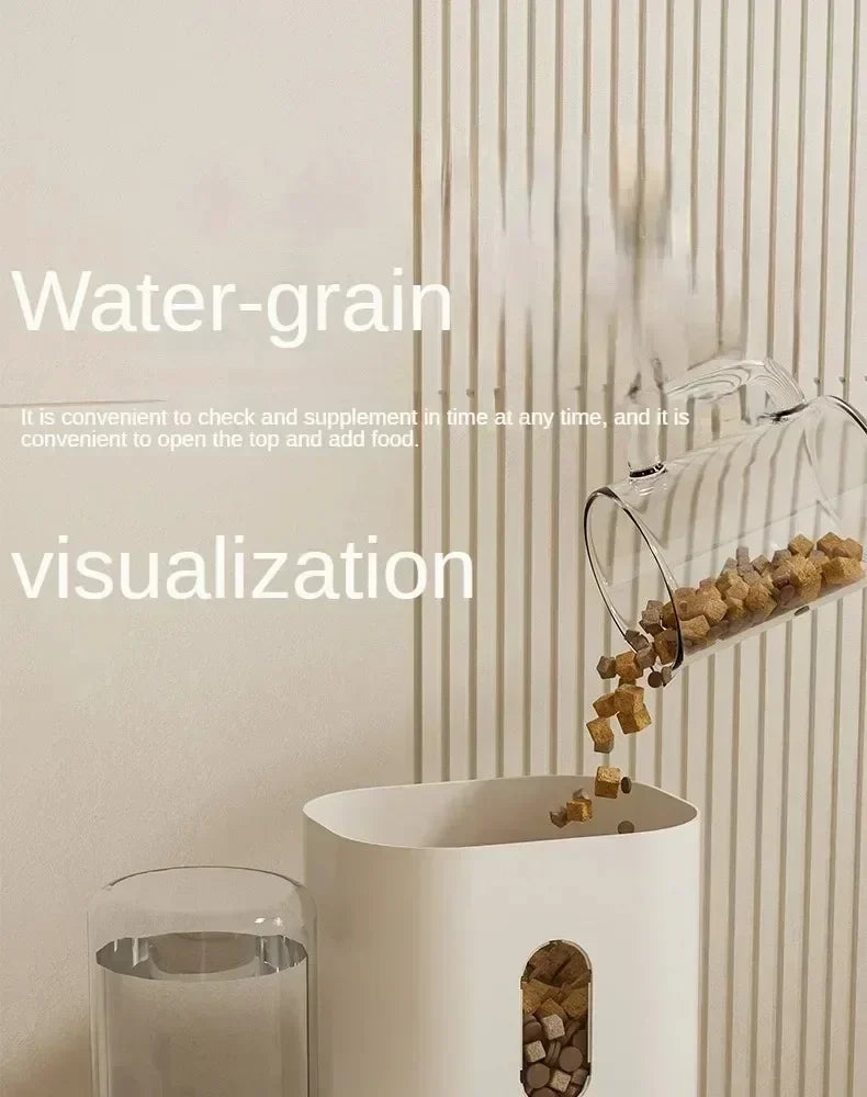Alimentador automático, cuenco de comida para perros y gatos con fuente de agua, dispensador de almacenamiento de alimentos para mascotas de gran capacidad, contenedor, accesorios para cachorros y mascotas