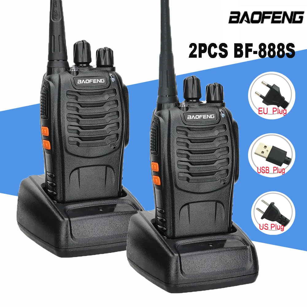 2 uds Baofeng BF 888S Walkie Talkie UHF BF888S transceptor de Radio portátil de jamón bidireccional de largo alcance para receptor de Hotel de caza