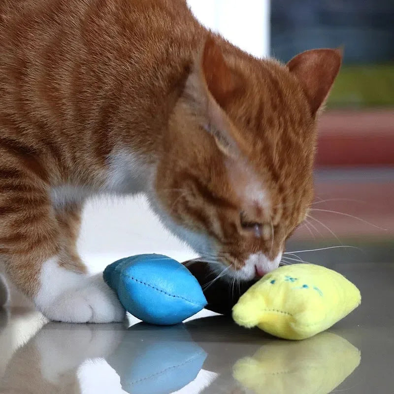 1 pieza de juguete para gatos con diseño de gato, que contiene una almohada de felpa con sonido, juguete interactivo para mascotas, juguetes de felpa para mascotas, varios colores disponibles