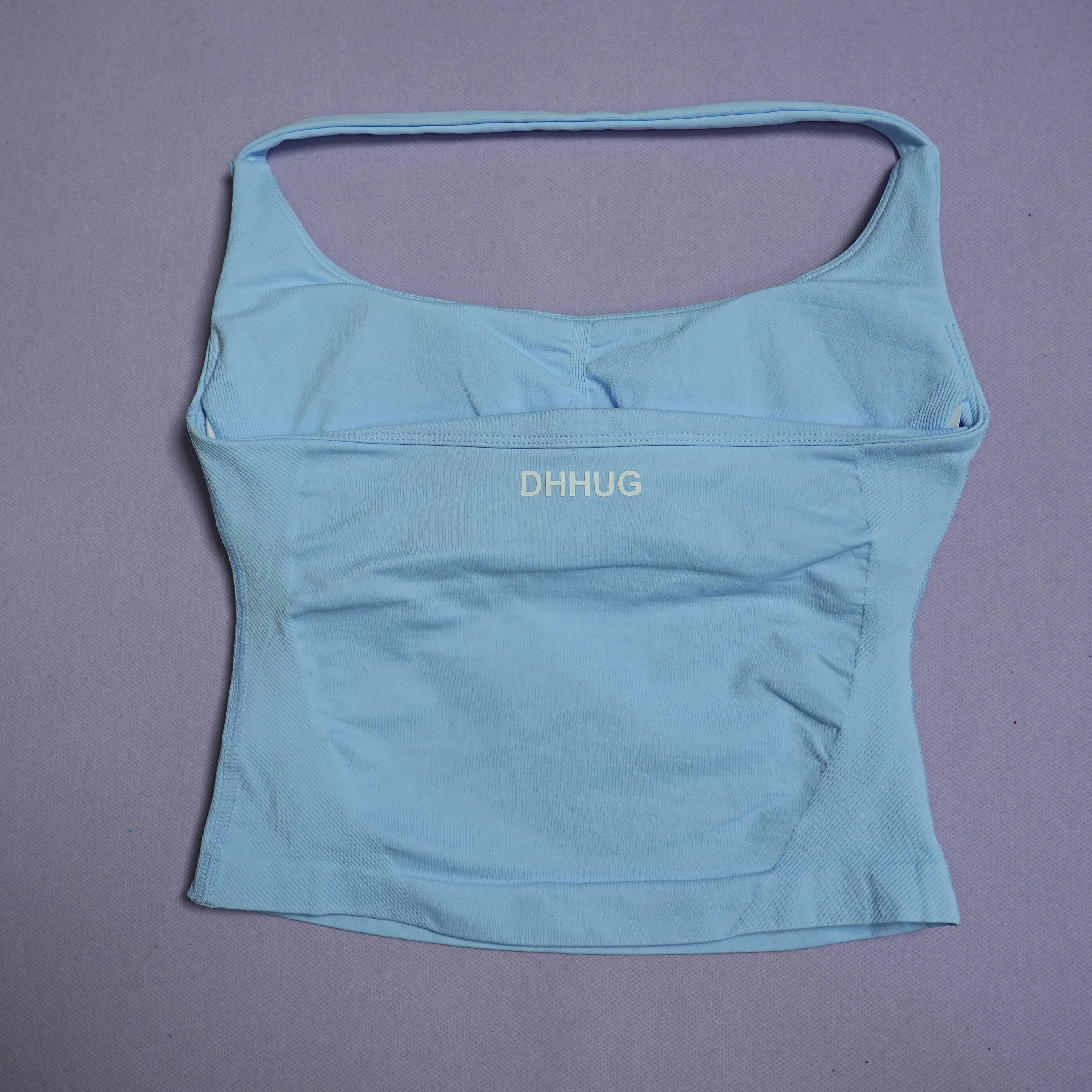 DHHUG Top deportivo para mujer, camiseta sin costuras para yoga con relleno extraíble, top deportivo sin mangas con cuello en V, para gimnasio y correr