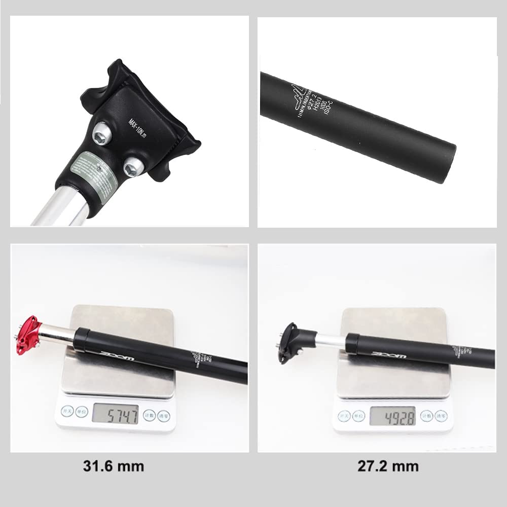 ZOOM-tija de sillín de suspensión para bicicleta de montaña, amortiguador, Alu, 27,2, 28,6, 30,1, 30,4, 30,9, 31,6, 33,9mm