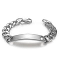 Pulseras Punk de acero inoxidable con texto grabado y logotipo personalizado para hombre, cadena cubana para mujer, pulsera de identificación, triangulación de envíos