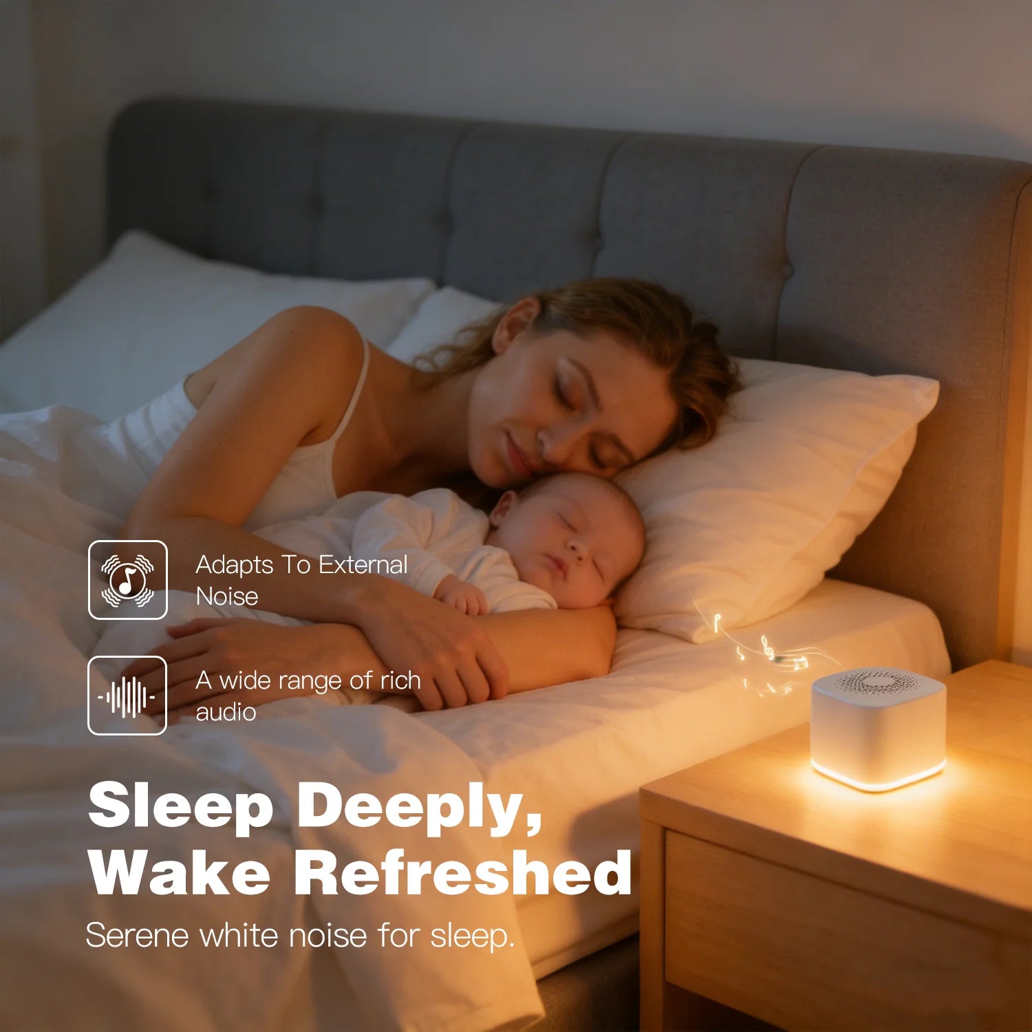 Máquina Portátil de Ruido Blanco para Bebés, Ayuda para Dormir y Calmante con 30 Sonidos Relajantes, Luz Nocturna y Temporizador, Artículos para Bebés, Regalo para Recién Nacidos
